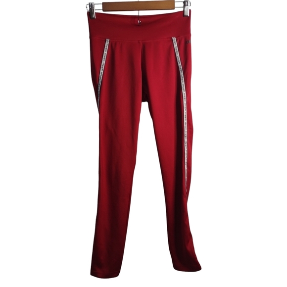 Adidas Pants Leggings Women's  Red Athletic Stretchy Pants Size Small - Picture 1 of 8